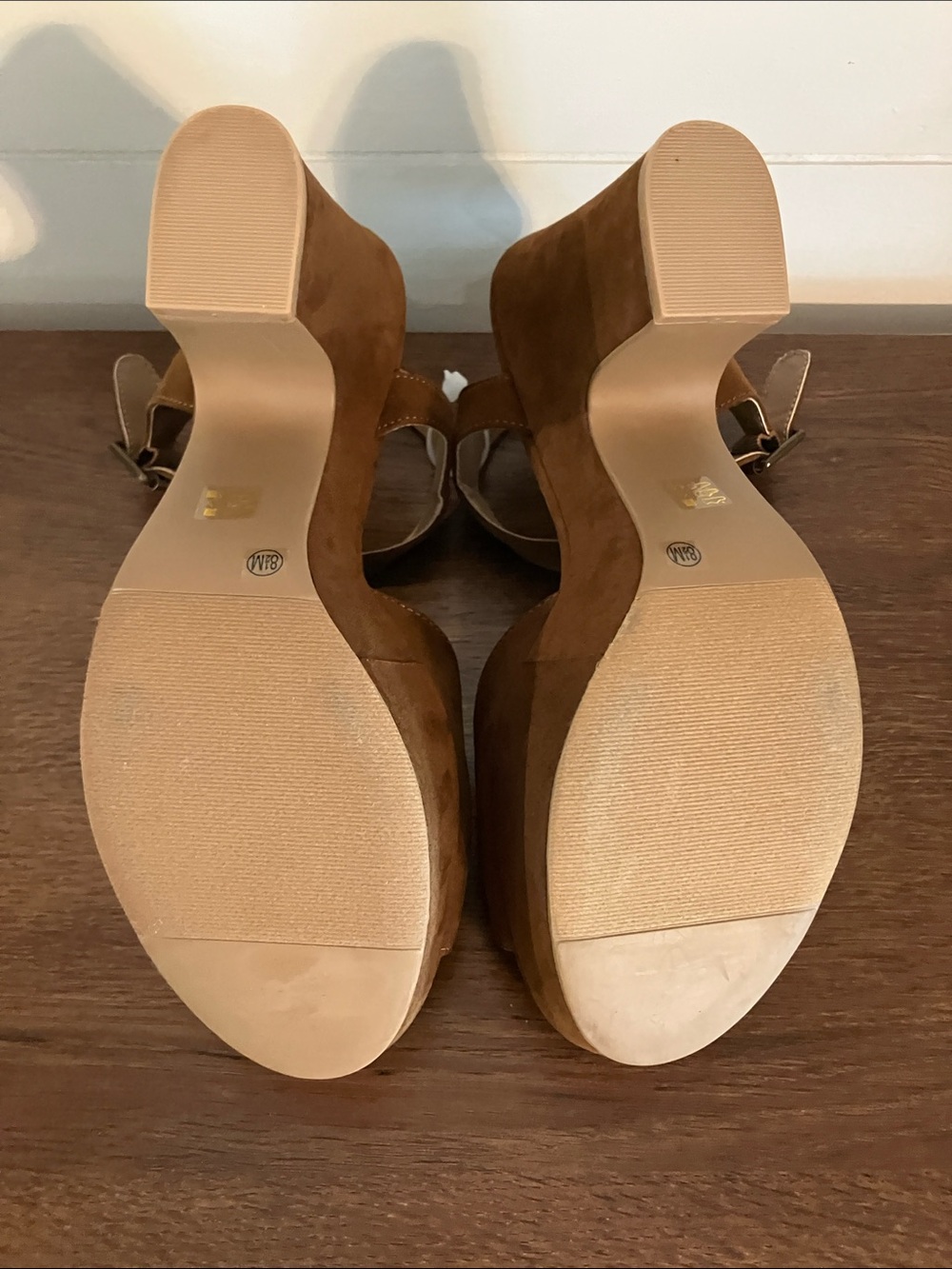 CL by Laundry Tan Suede Platform Block Heel Sandals - Picture 5 of 5